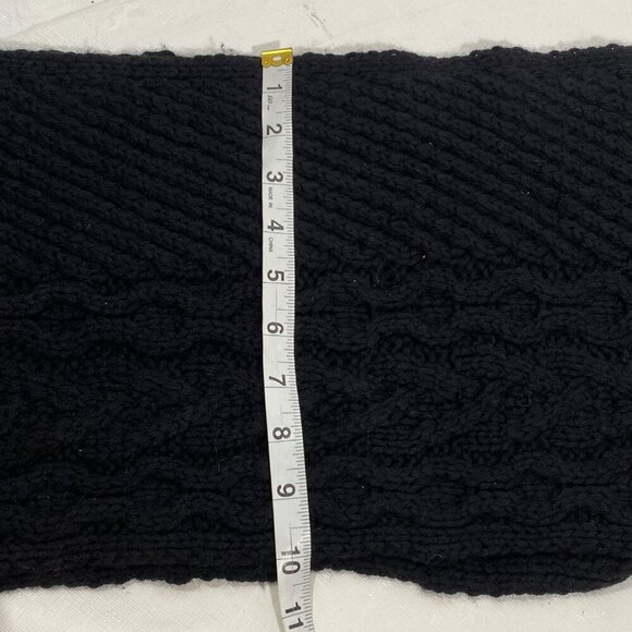 Coach Black Wool & Cashmere chunky Cable Knit fisherman Infinity Scarf neutral - Picture 7 of 10